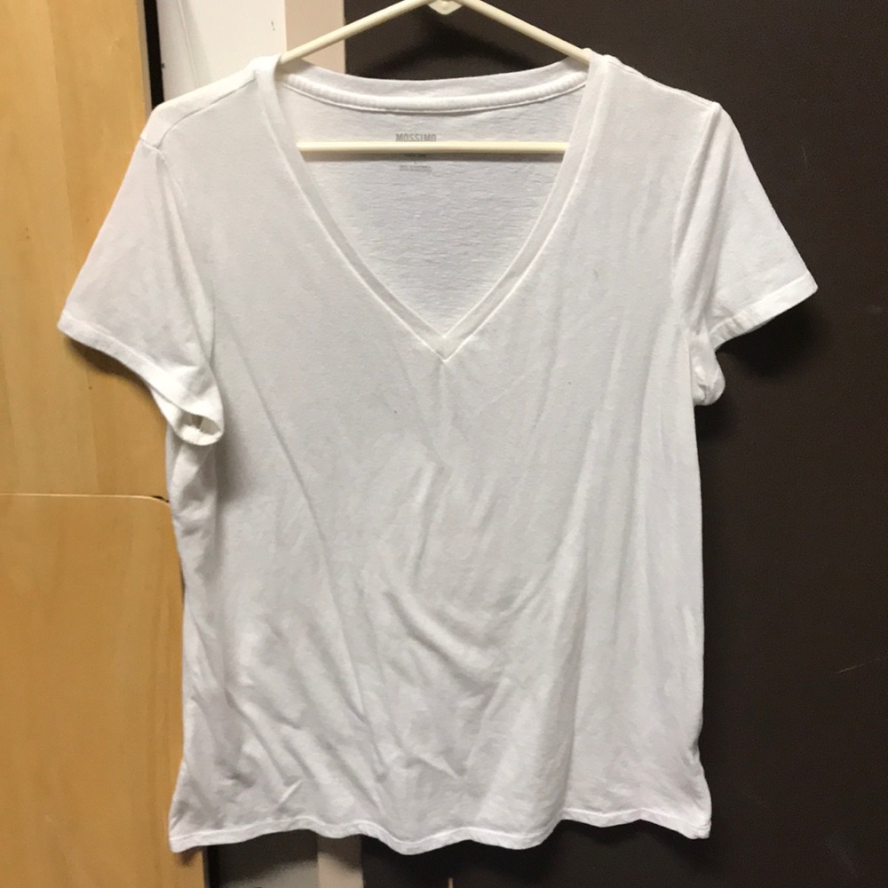White v-neck shirt